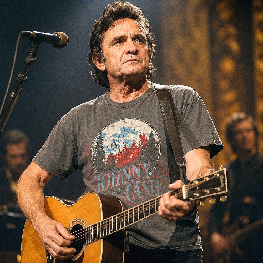 Johnny Cash Look Out Jackson Town T Shirt Large Distressed Country Graphic Tee